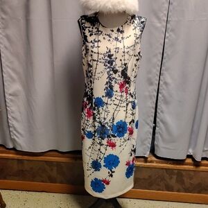 Worthington Floral Midi Dress - Blue and Pink